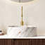 Lavabo de salle de bain 14 po, vasque ronde en céramique avec motif de pierre sans robinet, sans armoire