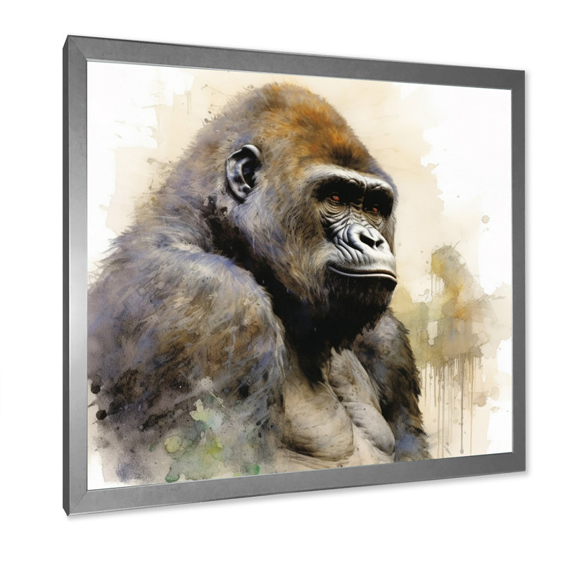 «Powerful Gorilla Primer I» sur toile, H 16 po x l 16 po x P 1 po, Cadre simple argenté
