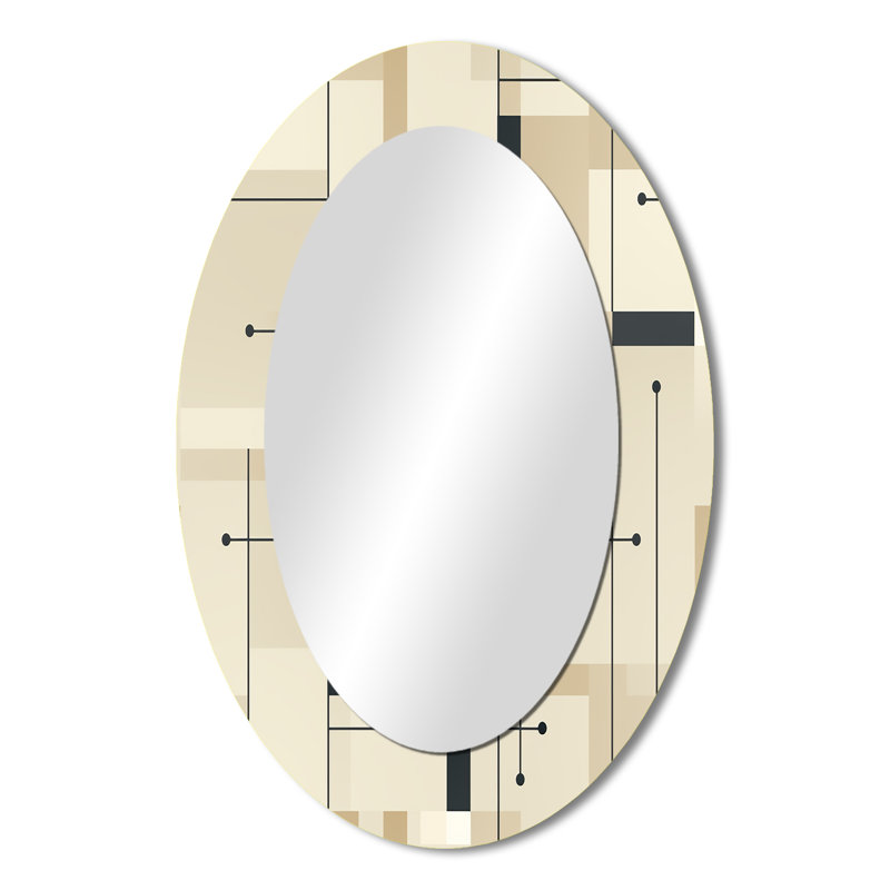 Miroir mural beige et gris Minimalist Grid Harmony, H 36 po x l 24 po
