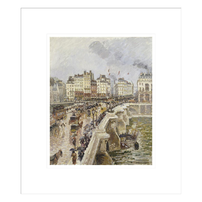 «Le Pont Neuf sur un après-midi pluvieux» par Camille Pissarro, impression giclée encadrée, H 15,75 po x l 13,75 po