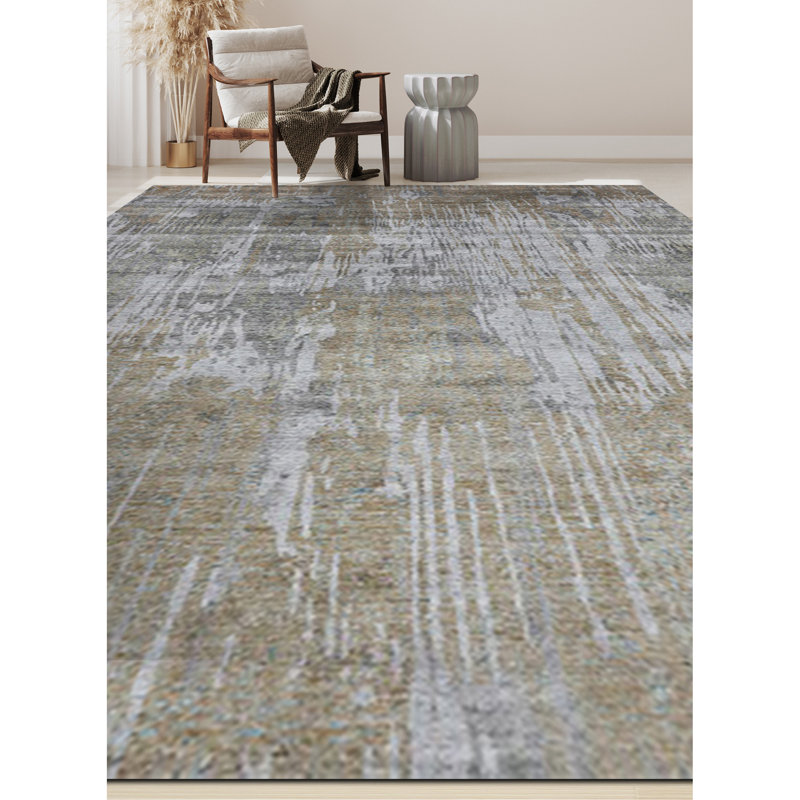 Abstract Area Rug in Gray, Rectangle 6' x 9'