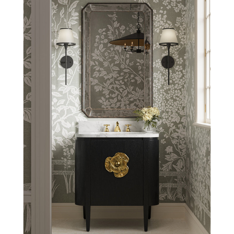 Briallen 30" Freestanding Standard Single Bathroom Vanity with Top, Polished Brass, Caviar Black