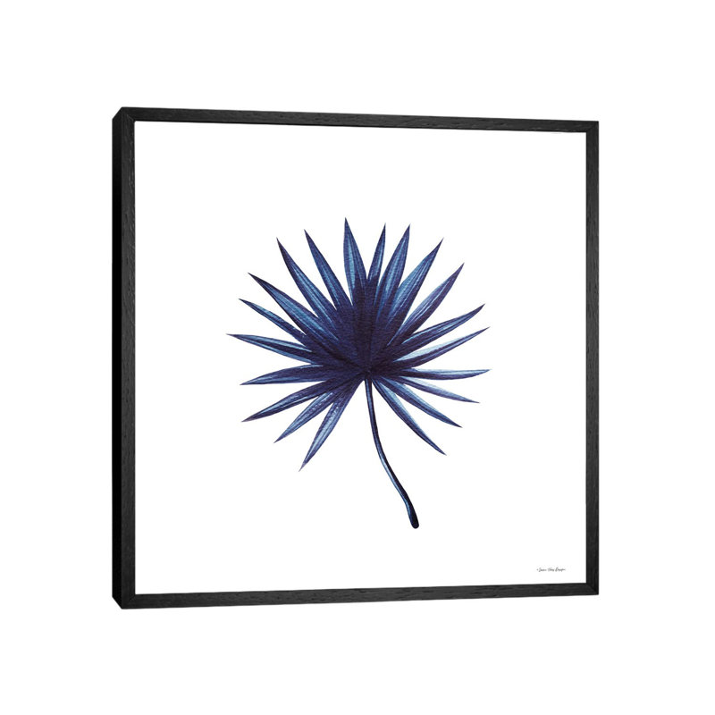 Watercolor Blue Leaf II by Seven Trees Design - Floater Frame Gallery-Wrapped Canvas Giclée on Canvas, Black