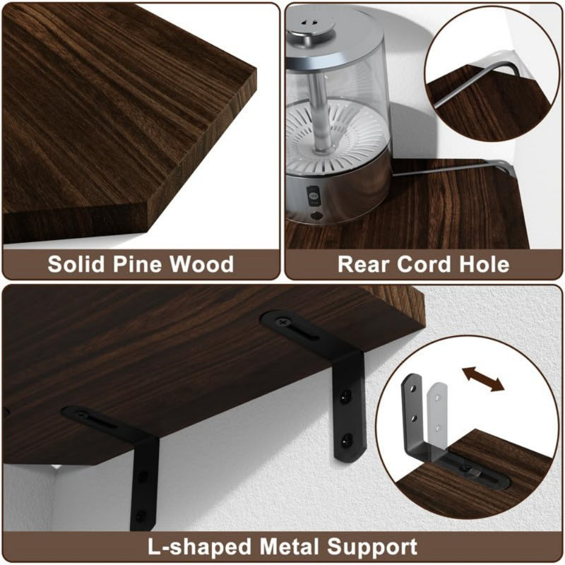 Andon Wood Floating Shelf, Brown