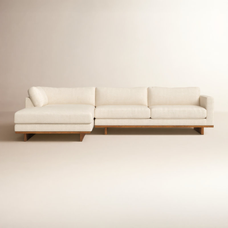 Menades Upholstered L-Shaped Sectional, Left Hand Facing, 32" H x 133" W x 86" D, Irving Taupe Polyester Blend