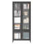 Armoire en métal à 5 tablettes avec 4 portes en verre pour garde-manger, bureau - Acier inoxydable avec rangement gaufré à grilles gaufrées et bureau à domicile, garde-manger pratique