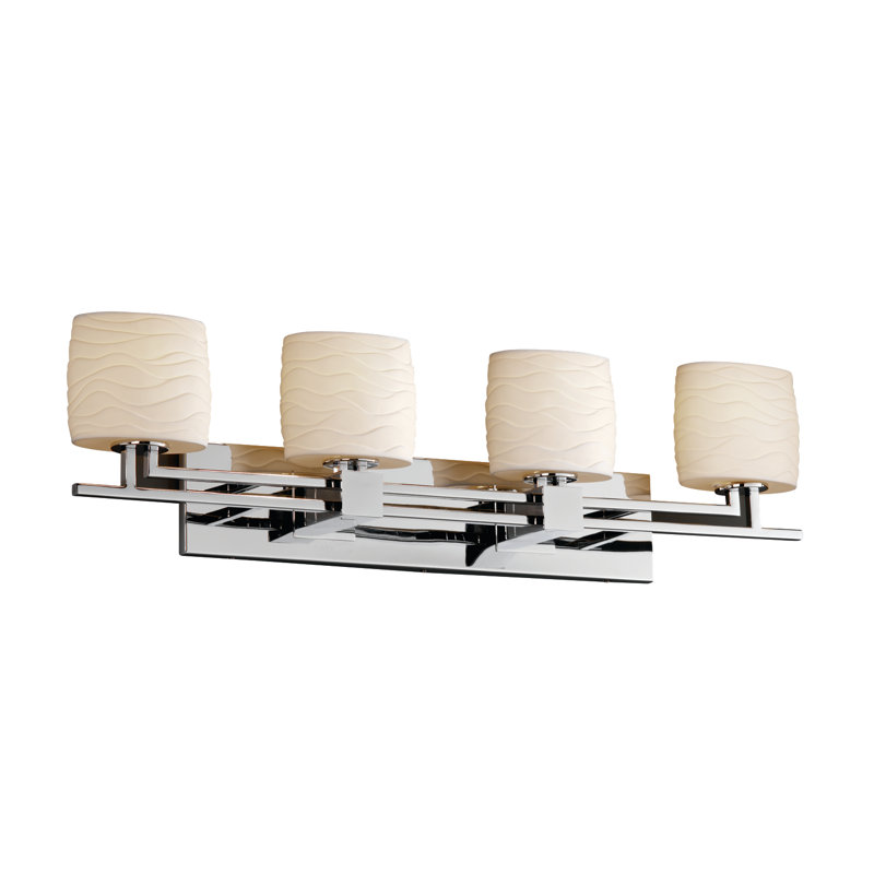 Darrien 4 - Light Vanity Light, Polished Chrome, Waves, Oval