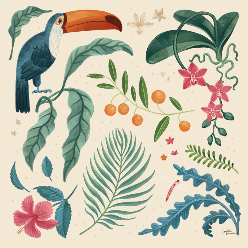 Jungle Love III Cream by Janelle Penner - Wrapped Canvas Painting, 51cm H x 51cm W
