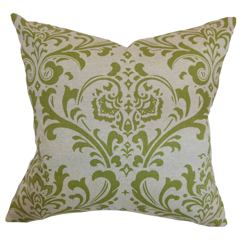 Damask Cotton Reversible Throw Pillow, Storm Twill, 18" x 18"