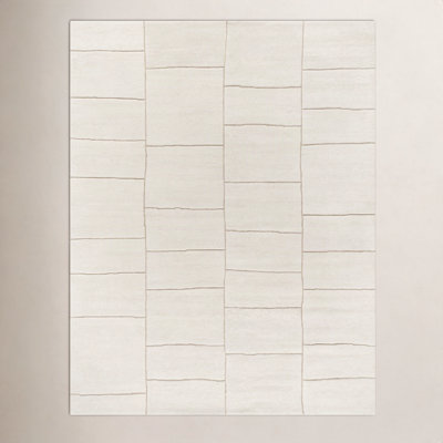 Hand-Tufted Geometric Ivory Rug