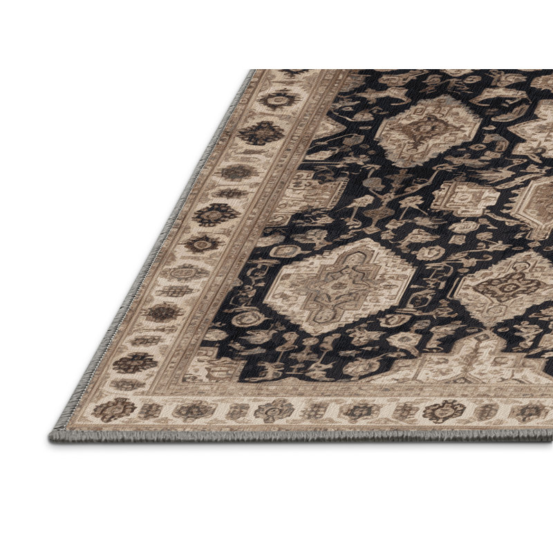 Machine Washable Persian Gray Area Rug, Square 3'