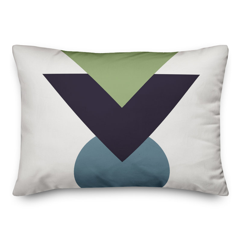  Indoor / Outdoor Geometric Lumbar Pillow, Black/Gray/Green