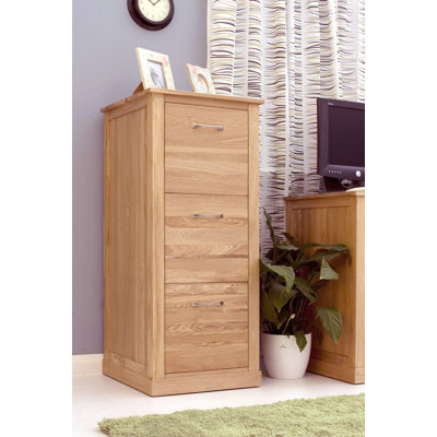 Oscar 49 cm W 3 -Drawer Mobile Solid Wood Filing Cabinet