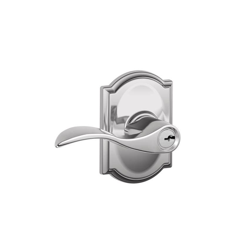 Accent Lever with Camelot Trim Keyed Entry Lock, Bright Chrome, Yes, Keyed Alike