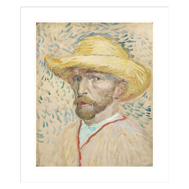 Autoportrait avec chapeau de paille par Vincent van Gogh, impression giclée encadrée, H 27,5 po x l 23,5 po