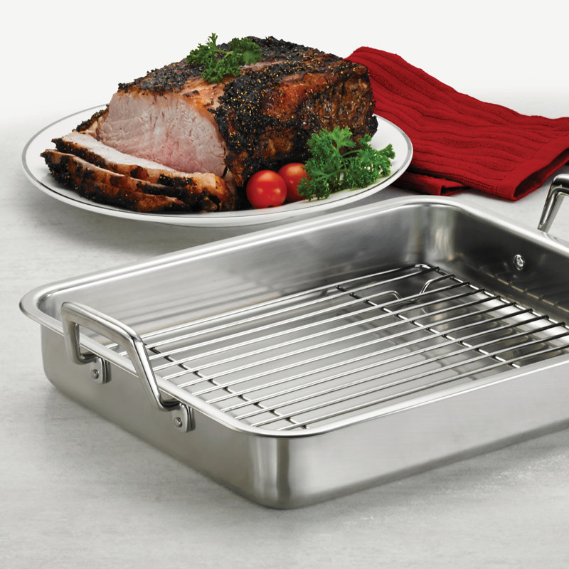 Tramontina 18.5 in. Stainless Steel Gourmet Prima Roasting Pan with Basting Grill