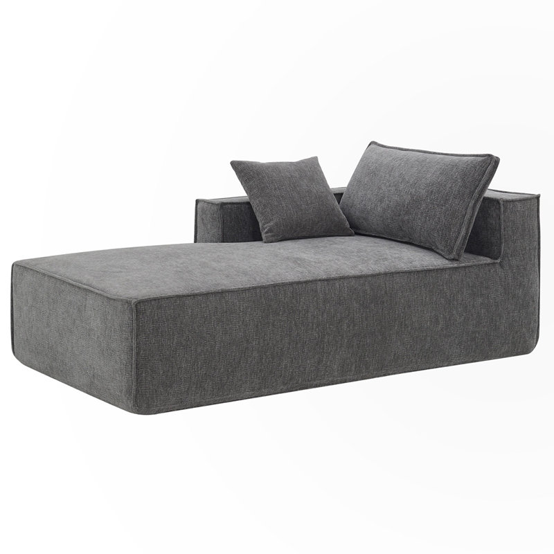 111.5"W L-Shaped Chenille Couch,No Assembly Require, Gray