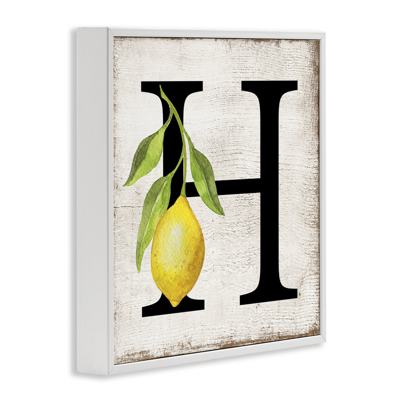«H with Lemon», estampe numérique par Creatif Belle, H 17 po x l 17 po, Estampe numérique encadrée blanc bord de mer