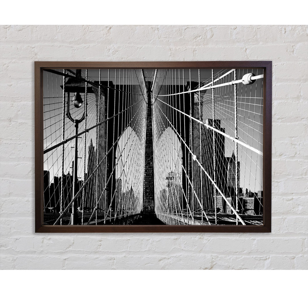 NYC Brooklyn Bridge Architect B N W - Einzelner Bilderrahmen Kunstdrucke auf Leinwand