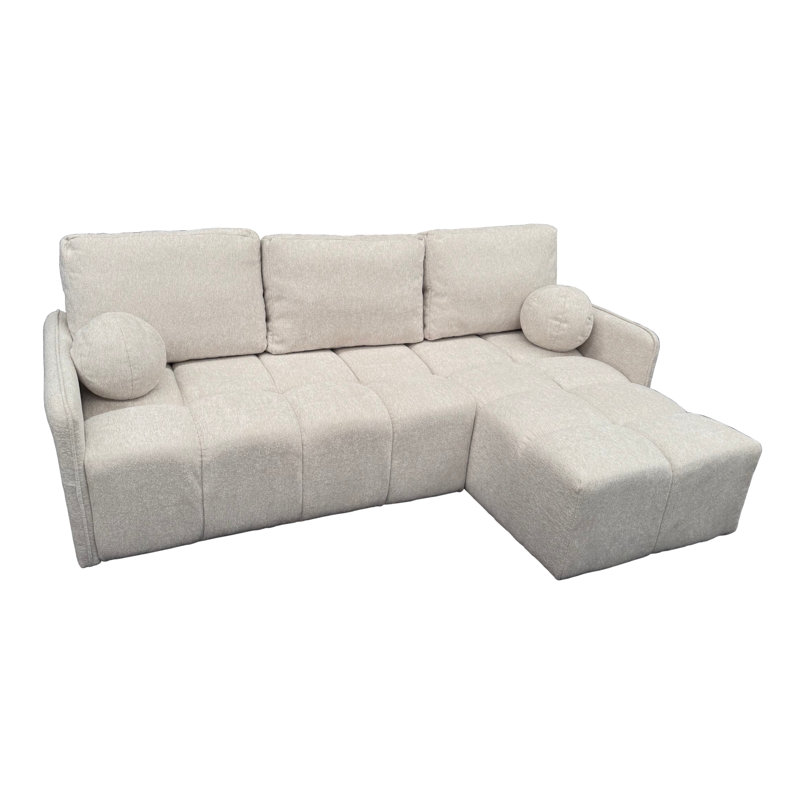 DELI 4 Seater Fabric Sofa Bed, RIGHT, BEIGE