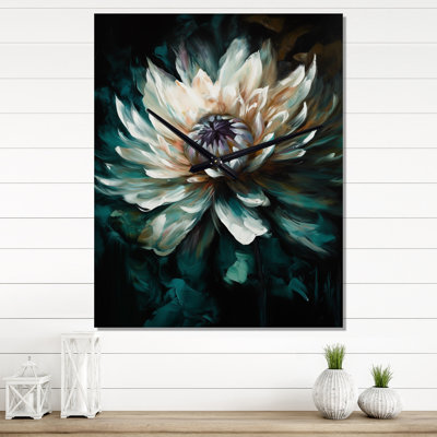 White Lotus Floral Dreams II - Floral Lotus Modern Wall Clock