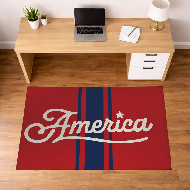 Tapis de bureau léger et antidérapant America, L 36 po x P 24 po, Rouge