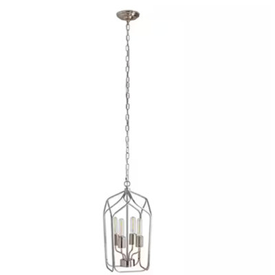 Luminaire suspendu en nickel brossé 4 lumières Farmhouse