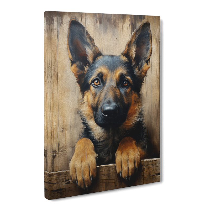 German Shepherd With Glasses Painting No.2 - Wrapped Canvas, 60cm H x 40cm W x 3cm D