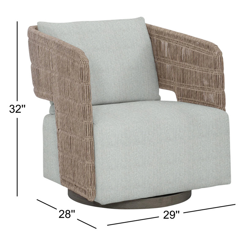 Maldives Swivel Patio Chair with Cushions, Light Grey Linen 6032-010