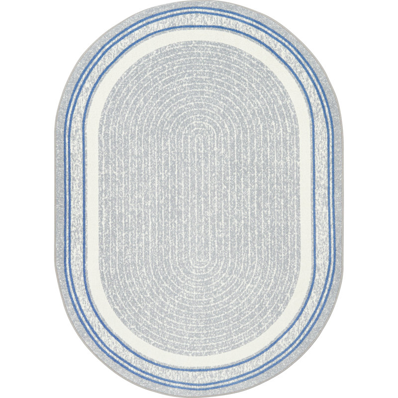 Cozy Corner Area Rug in Color Light Blue, Oval 5'4" x 7'8"