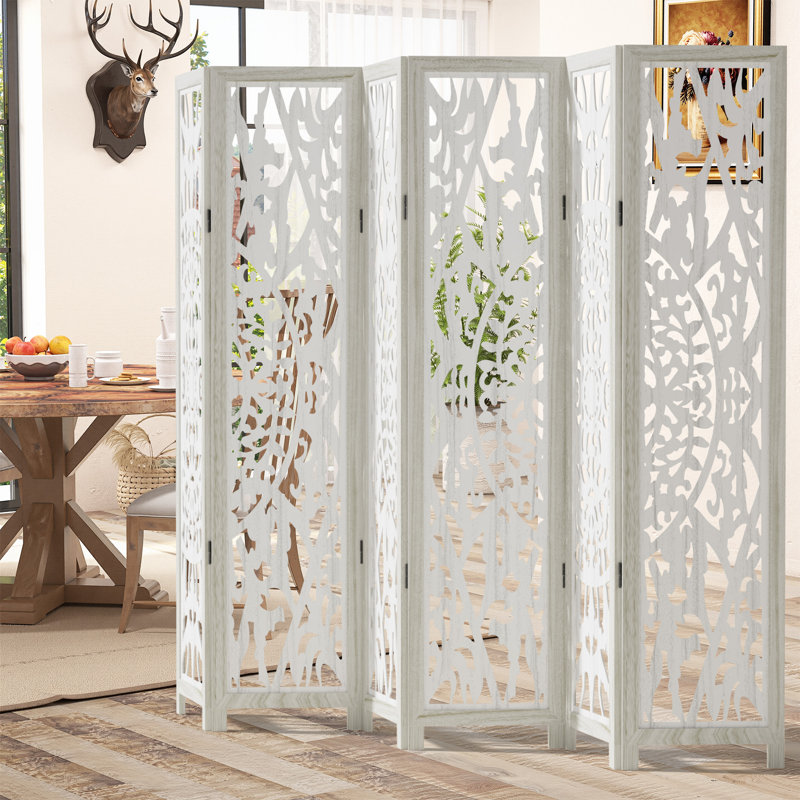 Paravent en bois, 6, H 66,9 po x l 94,5 po x P 4,25 po