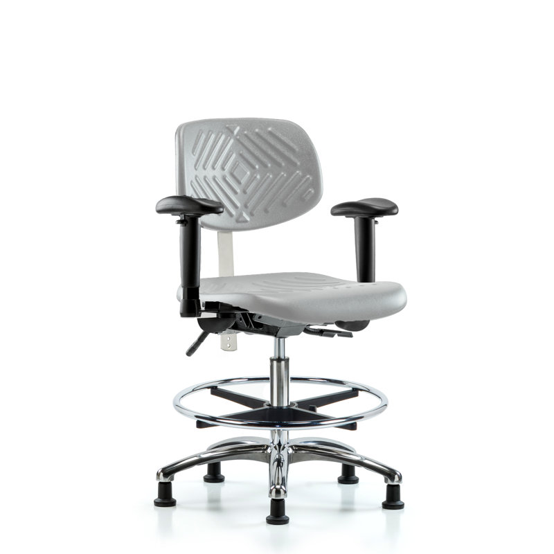 Chaise de salle blanche en polyuréthane classe 100 - hauteur de banc moyenne, Patins, Grey, No