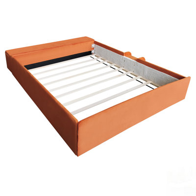 Velvet Upholstered Daybed With Stairs, Gas Lift Storage Ottoman, And Padded Guardrails