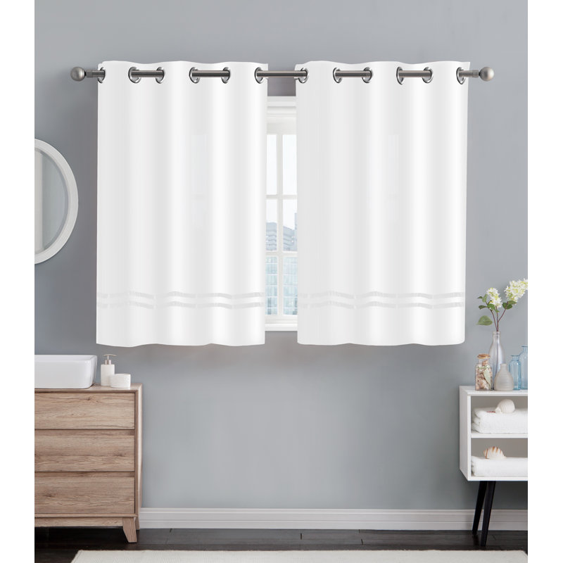 Hookless Escape Window Curtain Set, 2 Panel Set, Includes Flex-on Ring Grommets, 38 In Wide x 45 In Long, 2 Window Curtains, Bright White