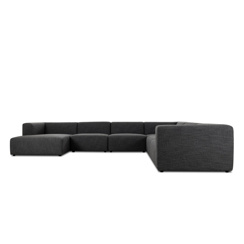 Lawndale 6PC Sectional W/ LAFC-Saxon Charcoal, Left Hand Facing, Saxon Charcoal Polyester Blend