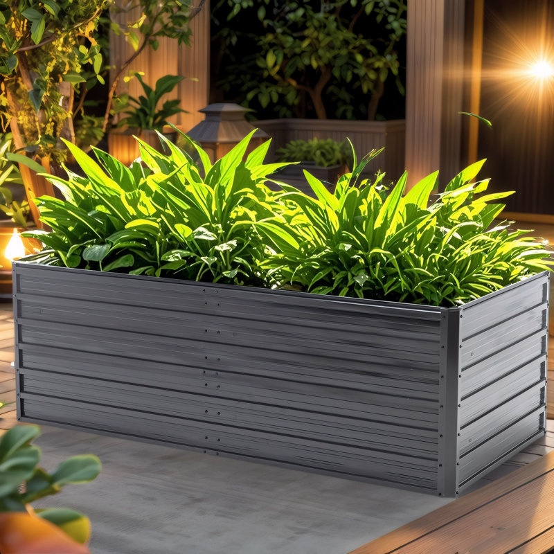 Outdoor Metal Raised Beds for Vegetables & Flowers - Reinforced Galvanized Steel, Rustproof, 13.42" H x 74.62" W x 35.42" D