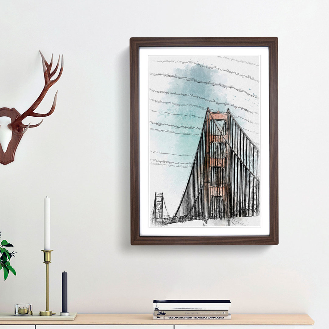 The Golden Gate Bridge Abstract Art - Picture Frame Graphic Art Print
