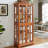 American Design Dark Oak Glass Showcase With Adjustable Shelves, Doors, And E26 Bulb For Collectibles Display Design, Showcase, Bulb, Stamp Collection-118964466