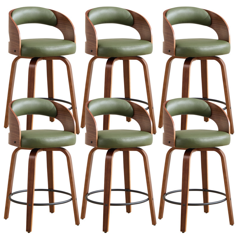 Tabouret de comptoir pivotant confortable avec pieds en bois massif durable, Vert, 6