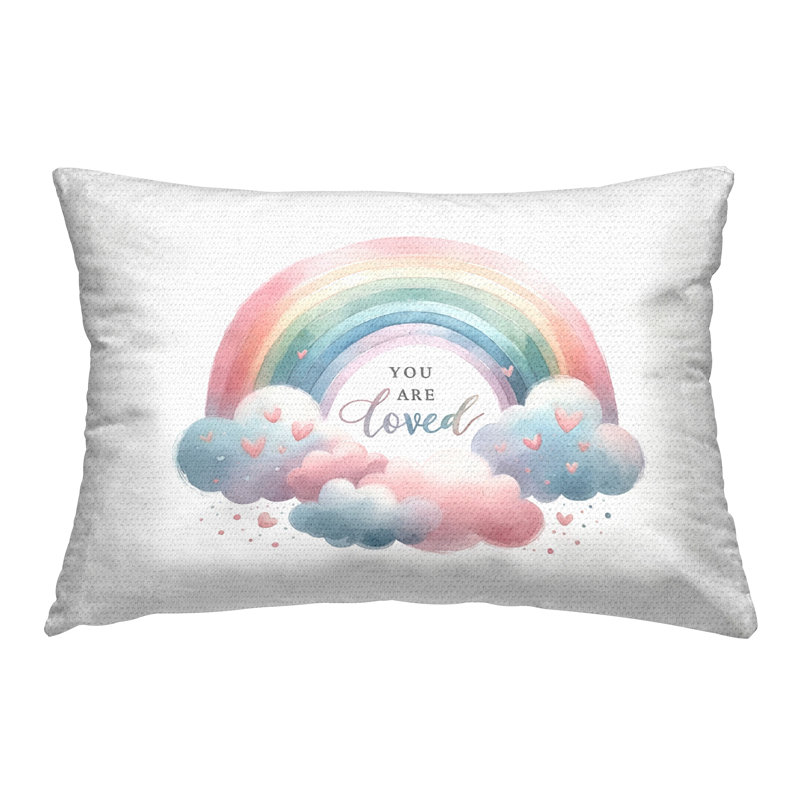 Coussin d'extérieur Rainbow with Soft Hearts par Amanda Greenwood