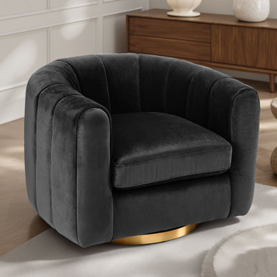 Fauteuil d'appoint pivotant, fauteuil demi-tonneau inclinable en velours