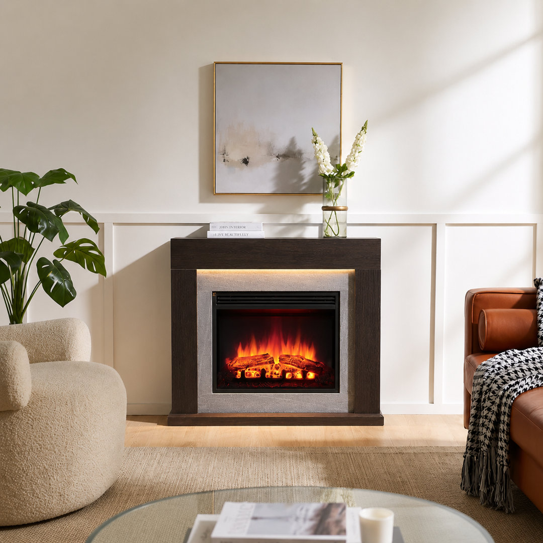 FLAMME Madura Electric Fireplace with surround with 2kW Fireplace Heater Espresso Oak Multiple Colours Available