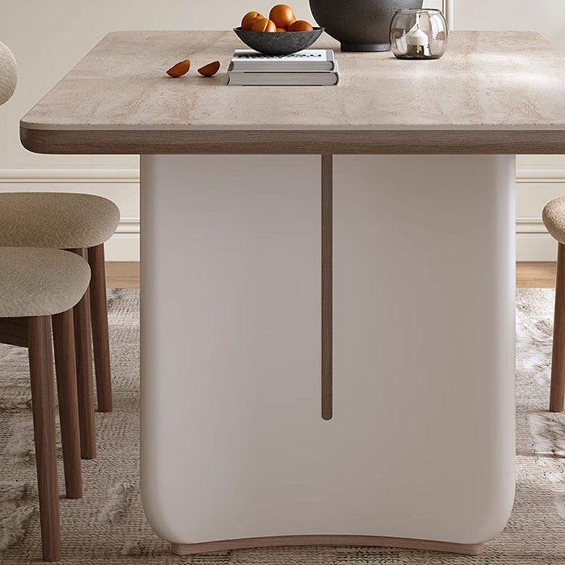 Cream-style dining table, solid wood dining table, 29.5"H x 70.8"L x 31.4"W