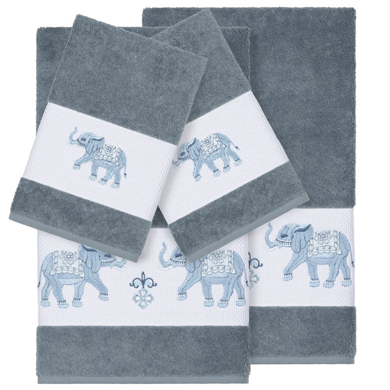 Quinn Turkish Cotton Towel Set, Teal, 4 Piece Towel Set