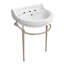 Console Whitehaus de 22 po avec cuve semi-circulaire, repose-pieds en laiton massif et porte-serviettes à l'avant-116863424-116863425