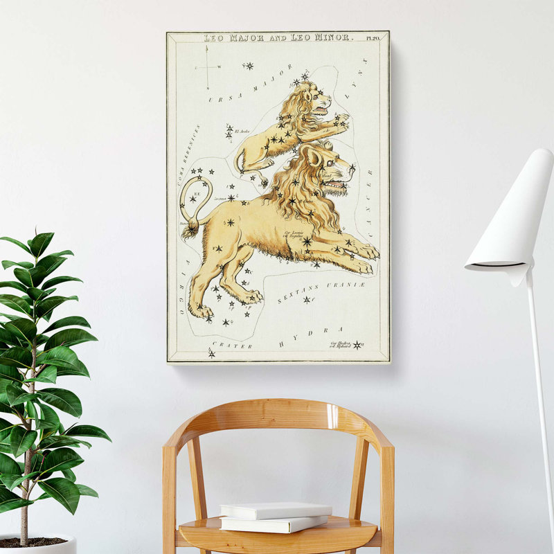 Astronomical Zodiac Chart Of The Leo Constellation - Wrapped Canvas Print, 50 cm H x 35 cm W