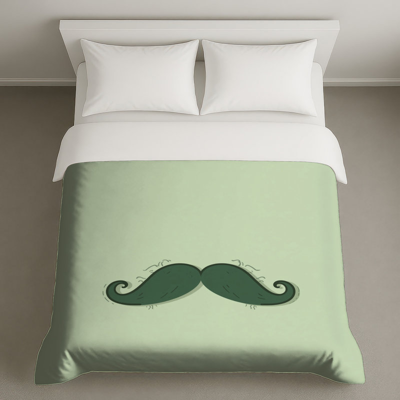 Housses de couette vertes avec moustache, Twin