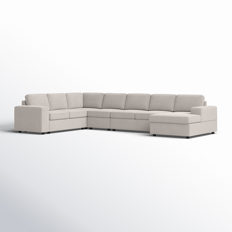 Canapé modulaire réversible en coin de 147 po Aveya, Mélange de lin beige
