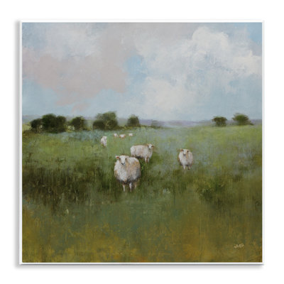  «Quiet Pasture with Sheep», art mural sur bois par Julia Purinton