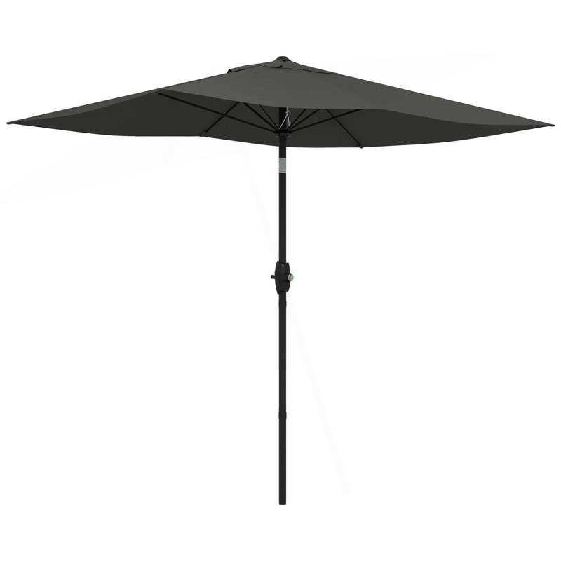 Parasol de marché d'extérieur de 6,5 pi x 10 pi avec manivelle et inclinaison à bouton-poussoir Outsunny, Gris